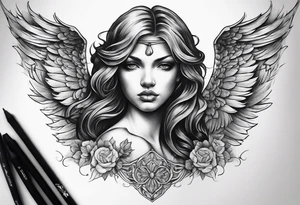 Dark realism angel tattoo tattoo idea