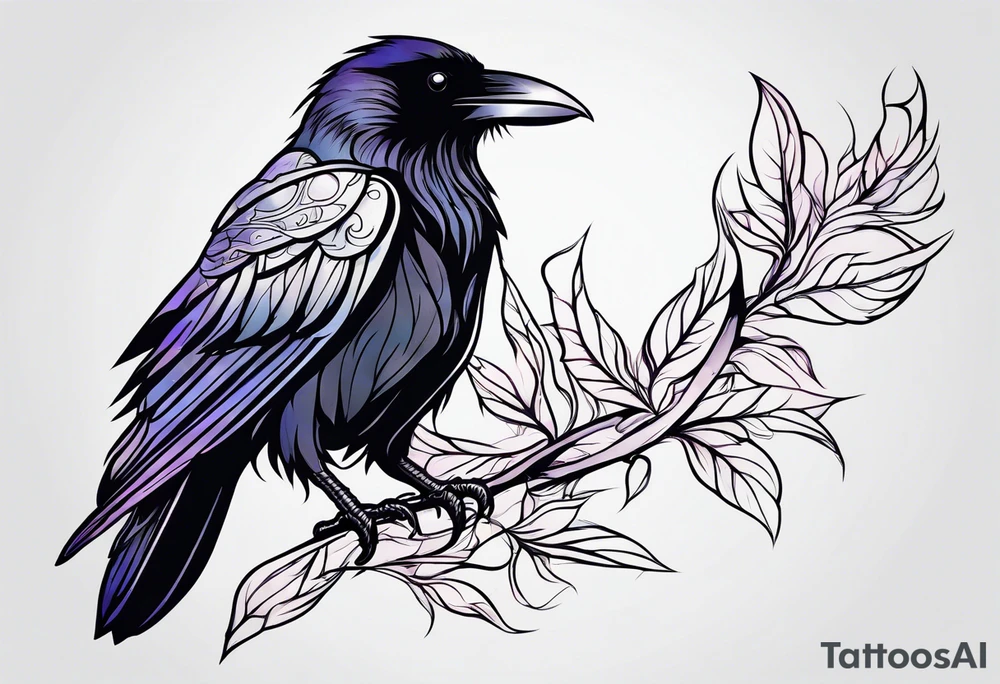 Raven outline tattoo idea