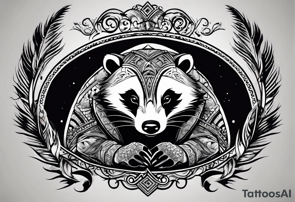 Draw me badger with aggressive full body, killer face with cute smile, very long nails and he attacks like a Turkish gladiator to enemy and also he has very deadly looking. The only weapon is his braveness he fights with his nails. tattoo idea