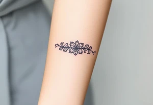 A lace-trimmed ribbon around the forearm, with fine embroidery-inspired details tattoo idea