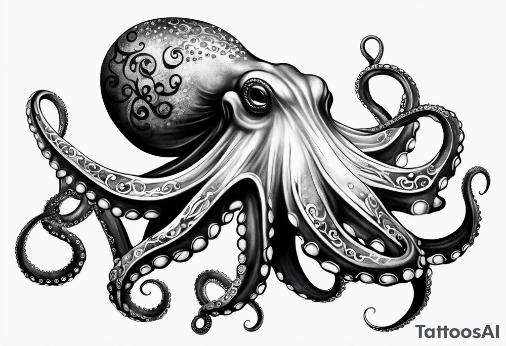 Photo Realism Octopus sketch tattoo idea