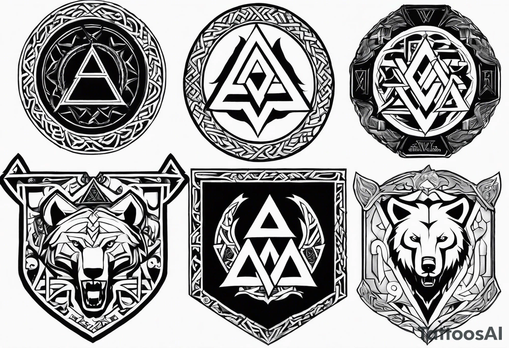 Valhalla
Sword shield valknut dragon bear wolf tattoo idea