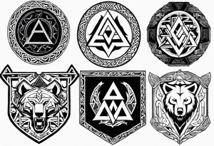 Valhalla 
Sword shield valknut dragon bear wolf tattoo idea