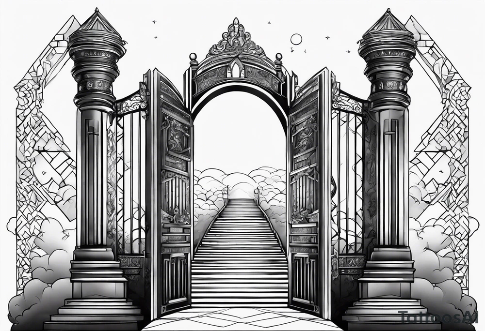 Gates of heaven, with the steps towards it tattoo idea
