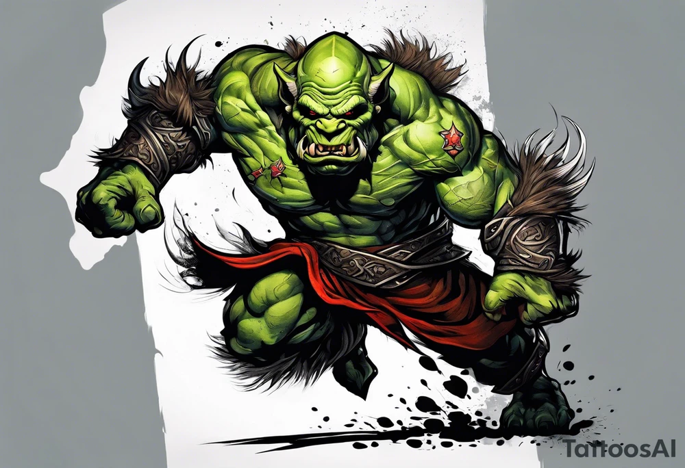 leaping orc tattoo idea