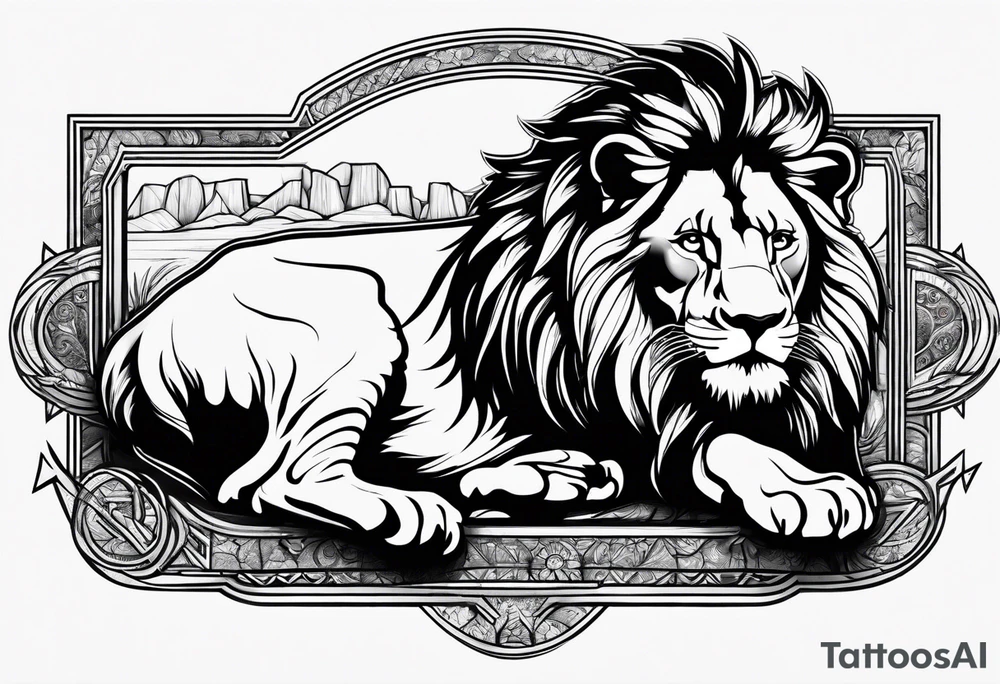 realistic laying lion tattoo idea