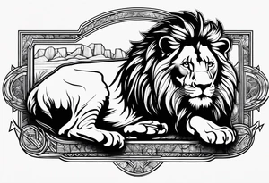 realistic laying lion tattoo idea