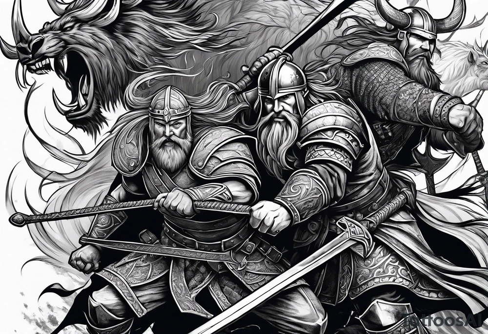 Viking battle scene to go on a back tattoo idea