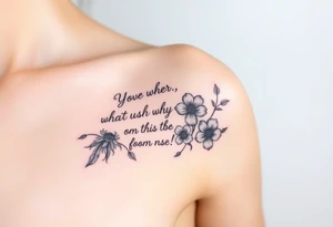 Quotes , paintbrush 
,flowers tattoo idea