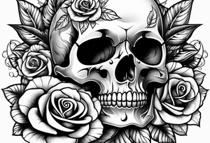 Skull rose santanic pagan realistic tattoo idea