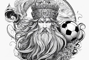 God with soccer and lighting with an ocean tattoo idea
