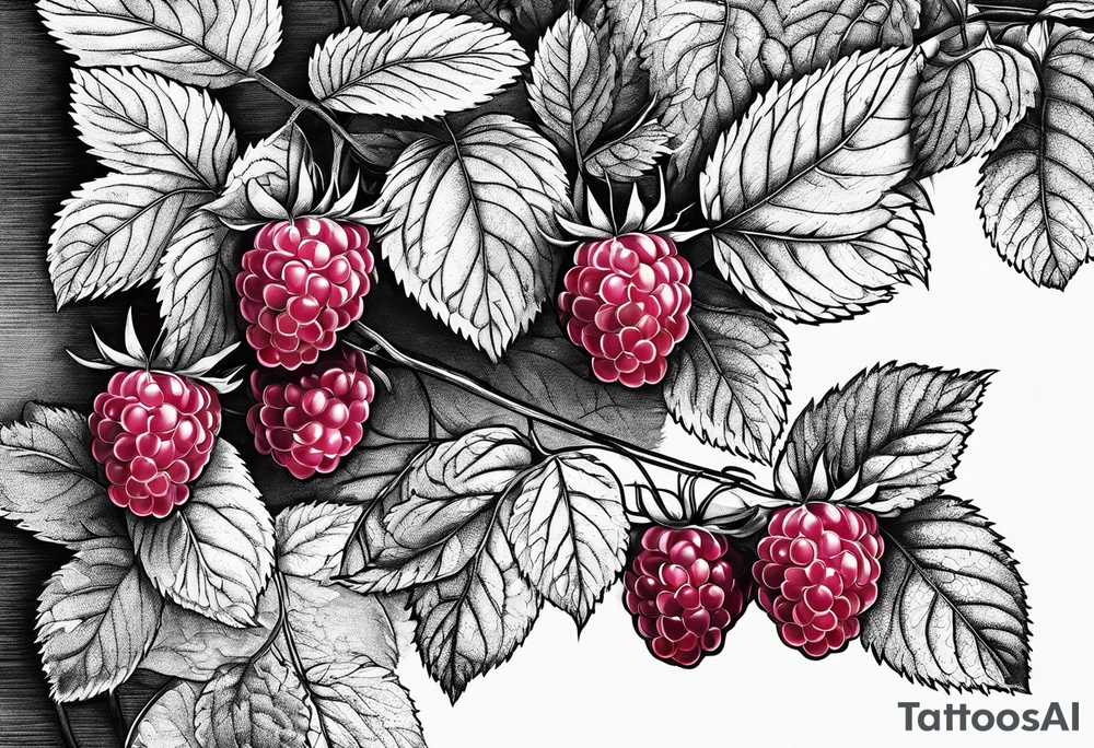 a minimalist raspberry bush tattoo idea