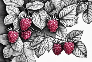a minimalist raspberry bush tattoo idea