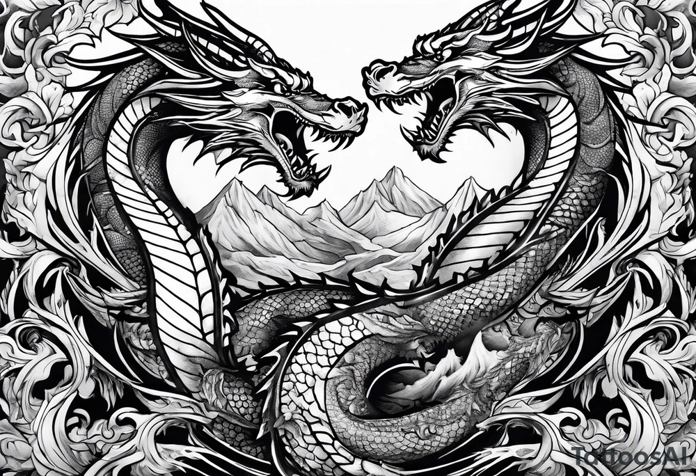 roaring dragons tattoo idea