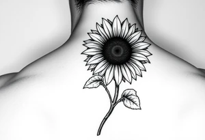 Sunflower with stem and leaves tattoo idea