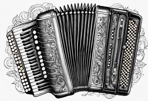 Accordion on a burn paper tattoo idea