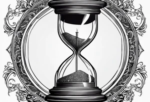 ornate hourglass, long, cosmic stardust, masculine, minimalist, tattoo idea