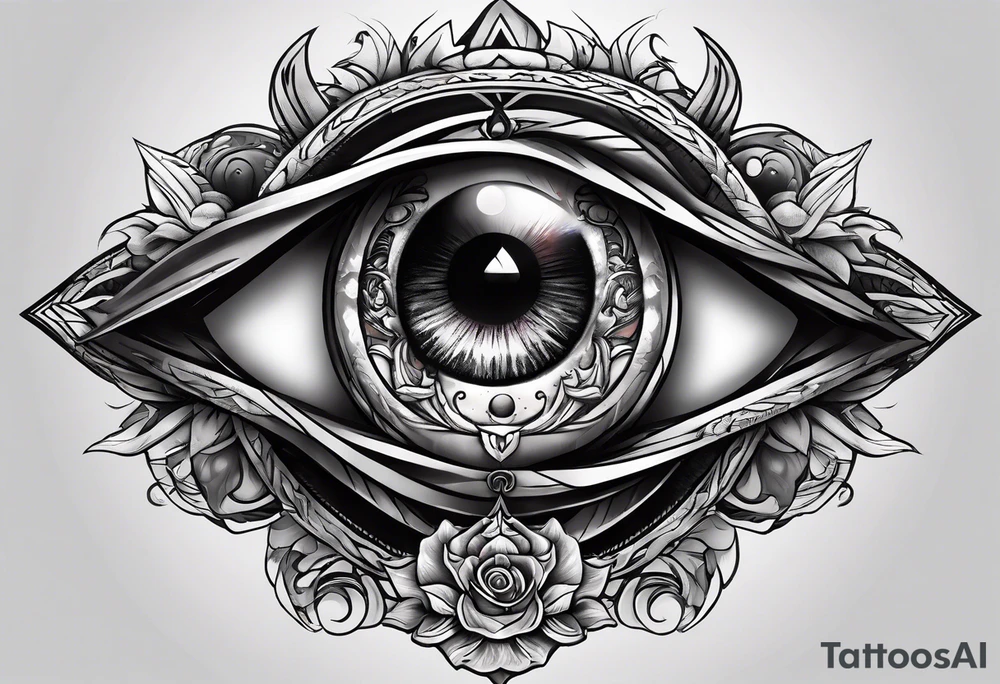 All seeing Eye watching over a battle between life and death tattoo idea