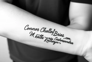 I need a tattoo that is only kid's names in it. Connor, Charley, Michael, Bria, katheryn, Cassandra tattoo idea