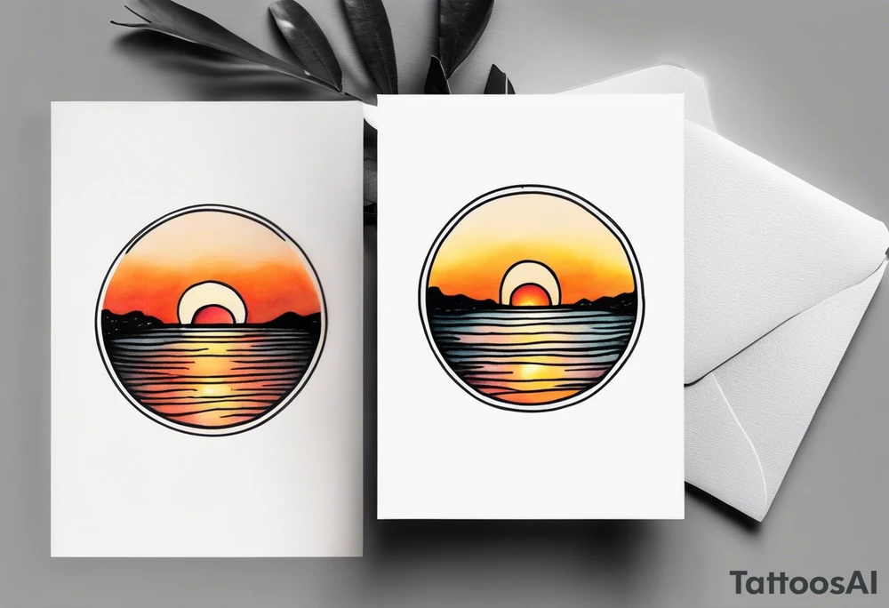 A polaroid with the image of a sunset tattoo idea