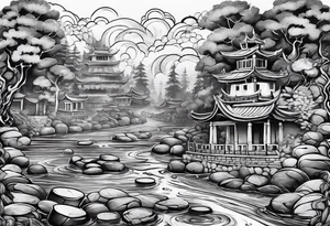 flowing river of coins tattoo idea