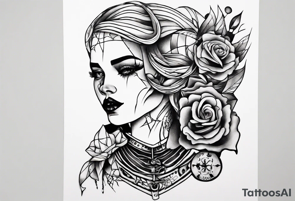 sailo'r manequinn with a girl's scottish dress tattoo idea