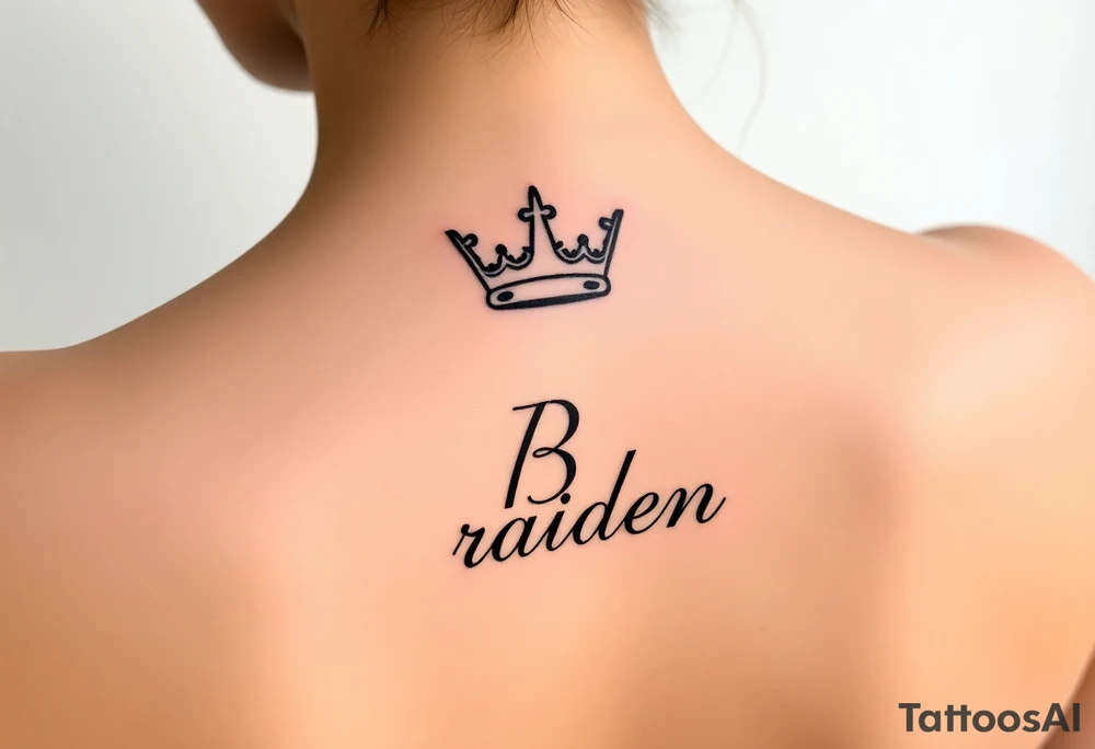 Name Braiden with a kings crown above the B tattoo idea