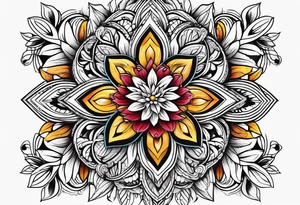 Geometric flower design incorporating driving tattoo idea