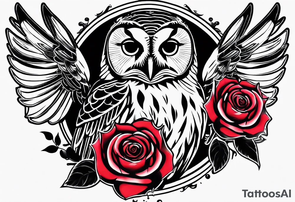 Barred owl and a rose tattoo idea
