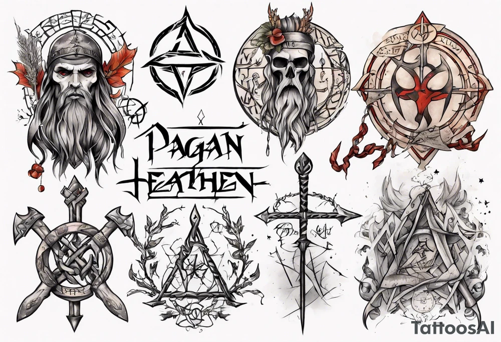 pagan tattoo with heathen writing tattoo idea