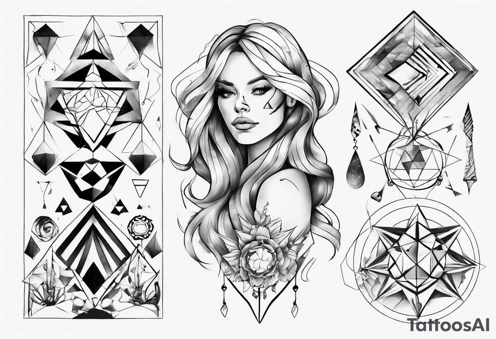 beautiful woman mixed with geometric objects tattoo idea beautiful woman mixed with geometric objects tattoo idea