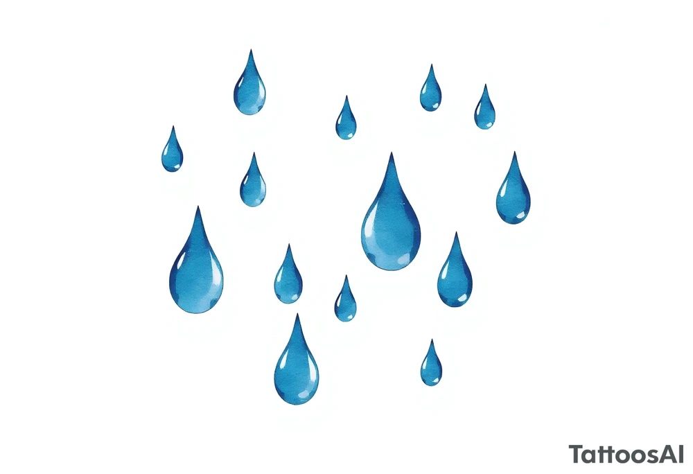 blue rain droplets white background tattoo idea