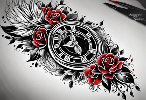 black and red arm tattoo with unique design without roses tattoo idea
