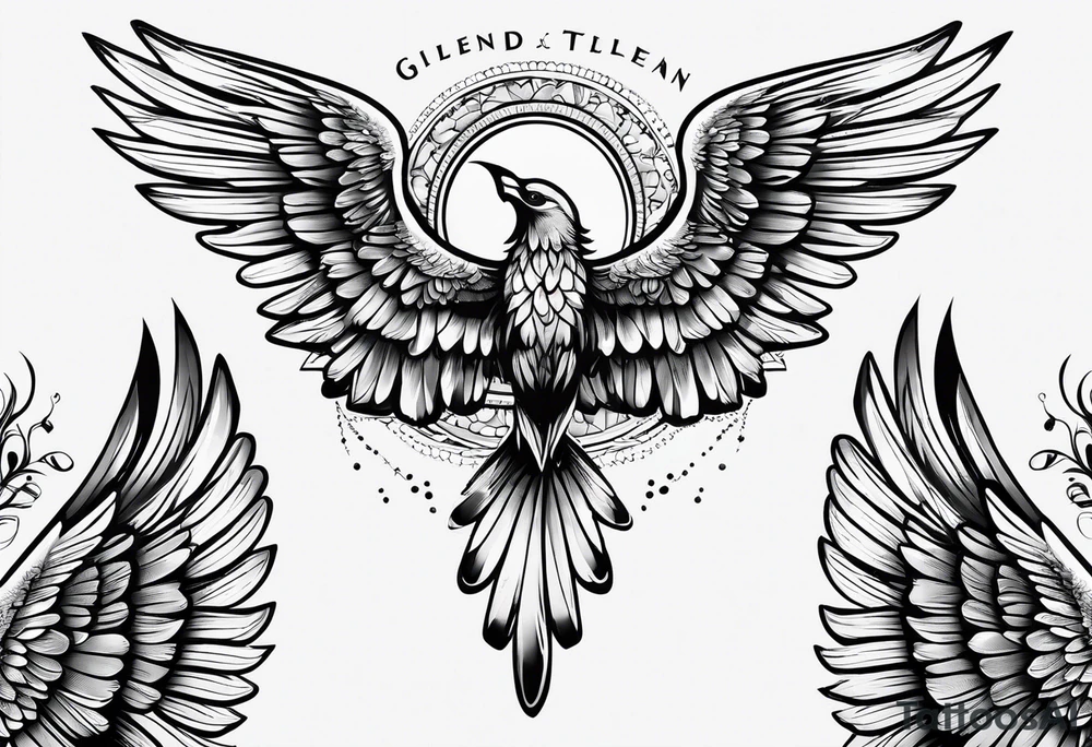 Wings with the word Glenn in between tattoo idea Wings with the word Glenn in between tattoo idea