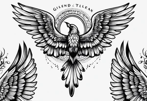 Wings with the word Glenn in between tattoo idea