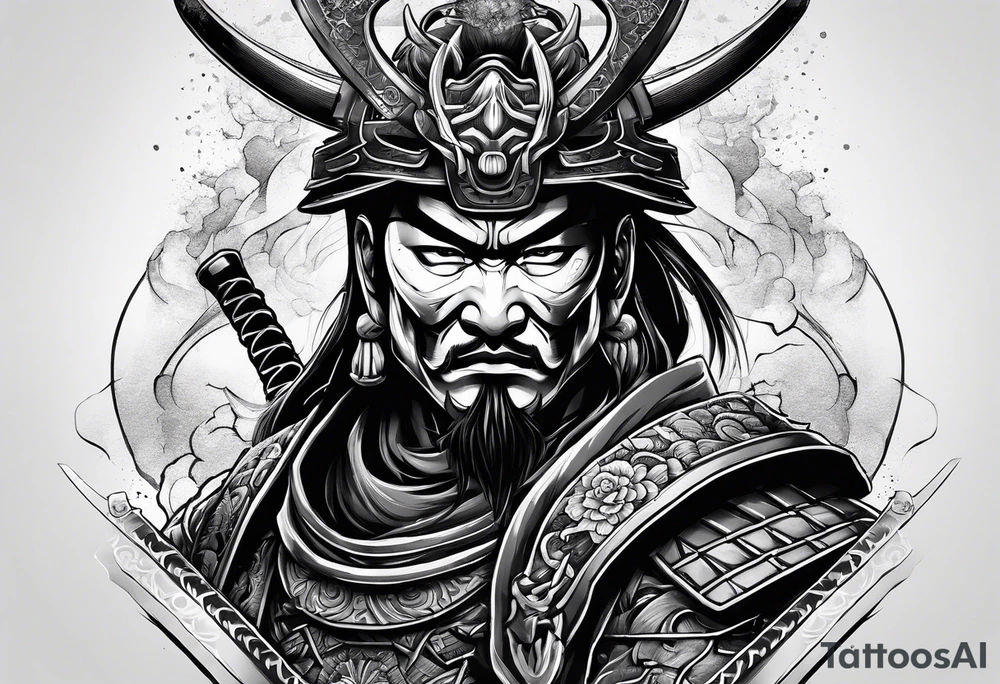 Samurai with an oni mask tattoo idea
