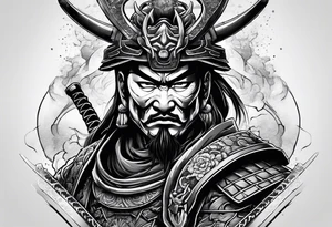 Samurai with an oni mask tattoo idea