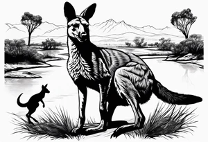 Outback, a kangaroo, a dingo and an emu. tattoo idea