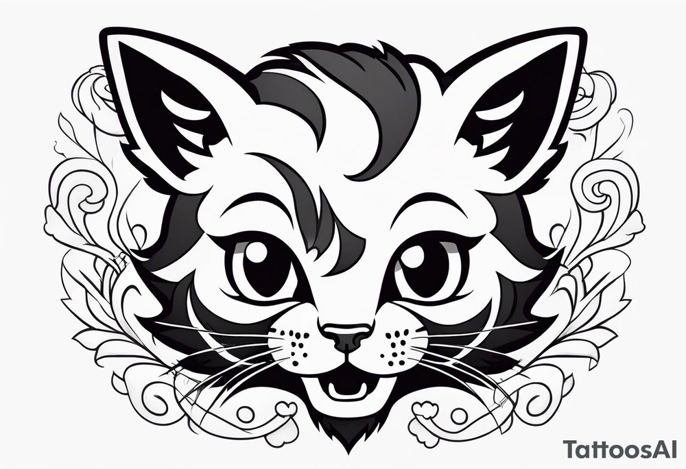 super cute minimal cartoon wildcat cub tattoo idea