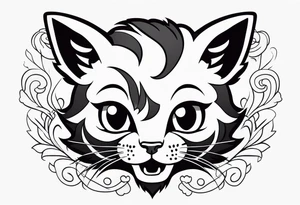 super cute minimal cartoon wildcat cub tattoo idea