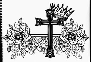 Cross with crown with thorns on top of it tattoo idea