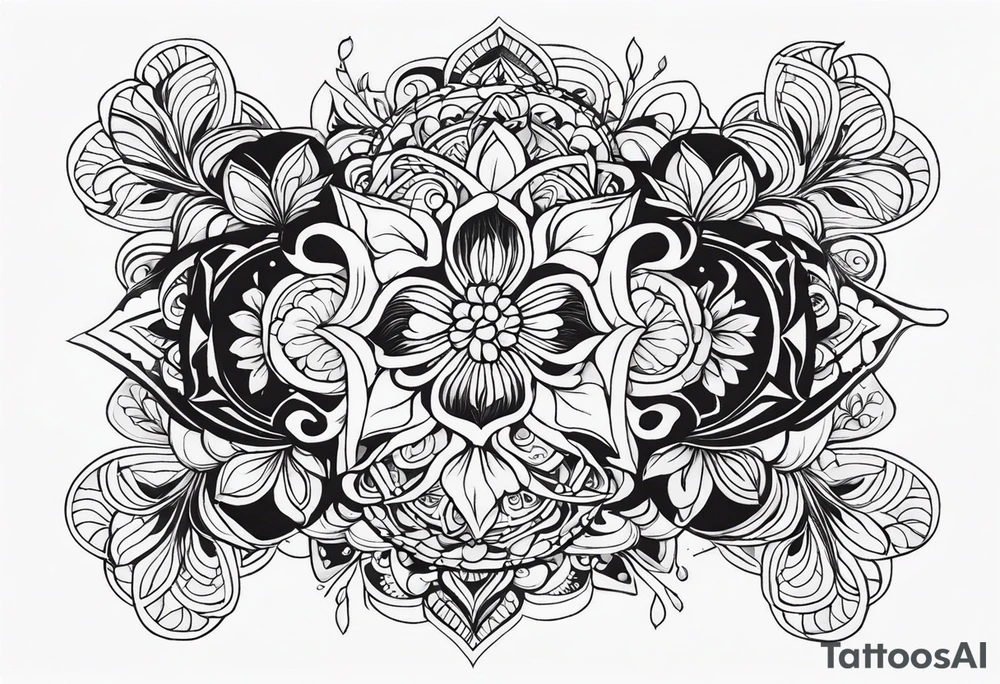 сердце с завитушками и линиями tattoo idea