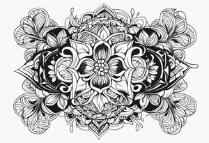 сердце с завитушками и линиями tattoo idea