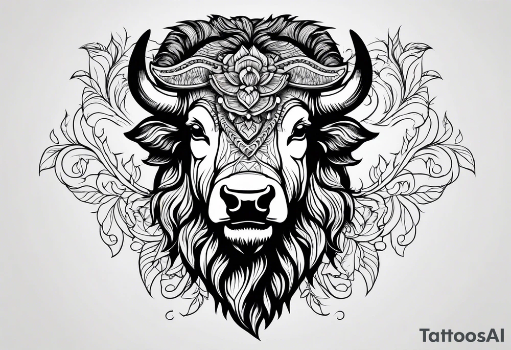 Bison head outline tattoo idea