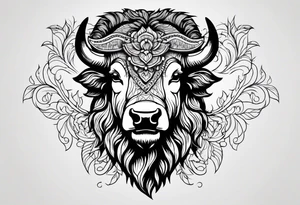 Bison head outline tattoo idea