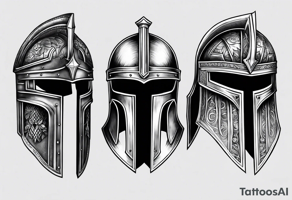 Spartan helmet with shield tattoo idea