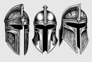 Spartan helmet with shield tattoo idea