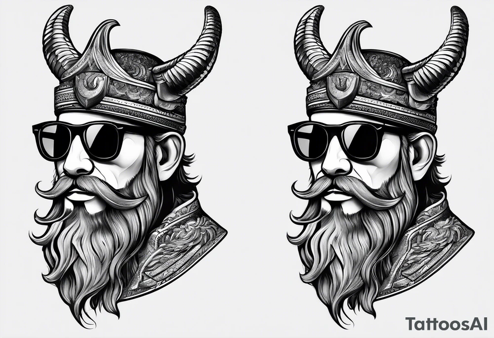capricorn with beard and sunglasses tattoo idea