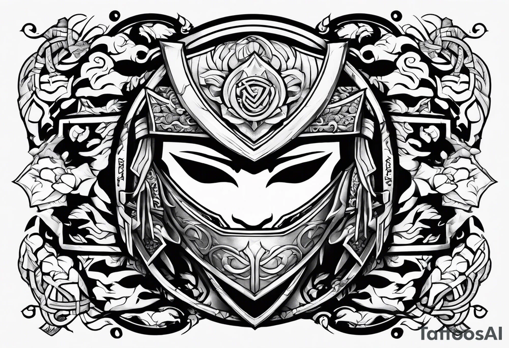 the letters A R in the middle of a ninja headband tattoo idea