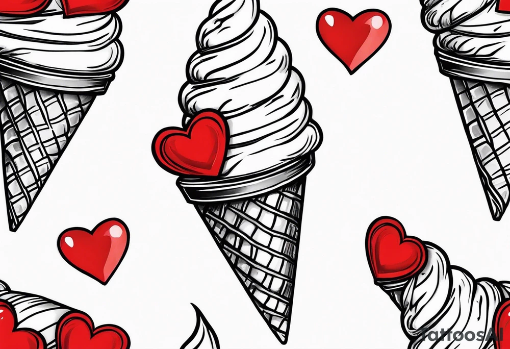 small ice cream cone with small red heart on it somewhere while representing Paris tattoo idea small ice cream cone with small red heart on it somewhere while representing Paris tattoo idea